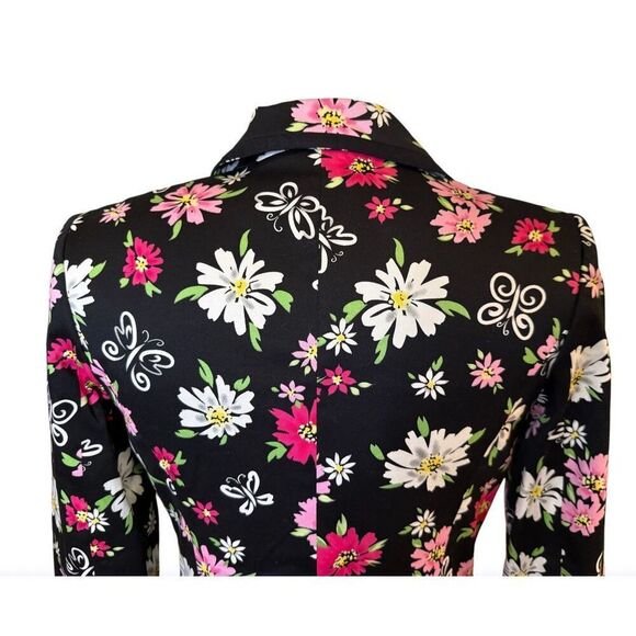 Casual Corner Blazer Floral Print Sz. 4 Lined Single Button Vibrant Vtg - Picture 5 of 10